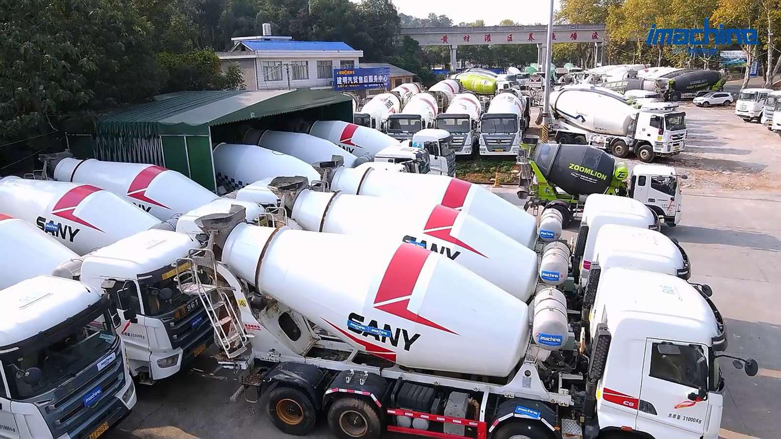 imachine concrete mixer truck yard