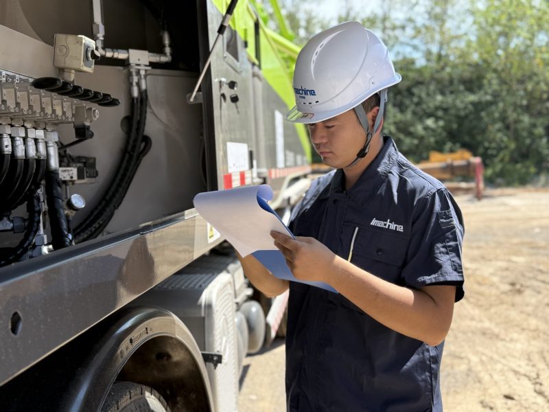 inspect concrete pump truck