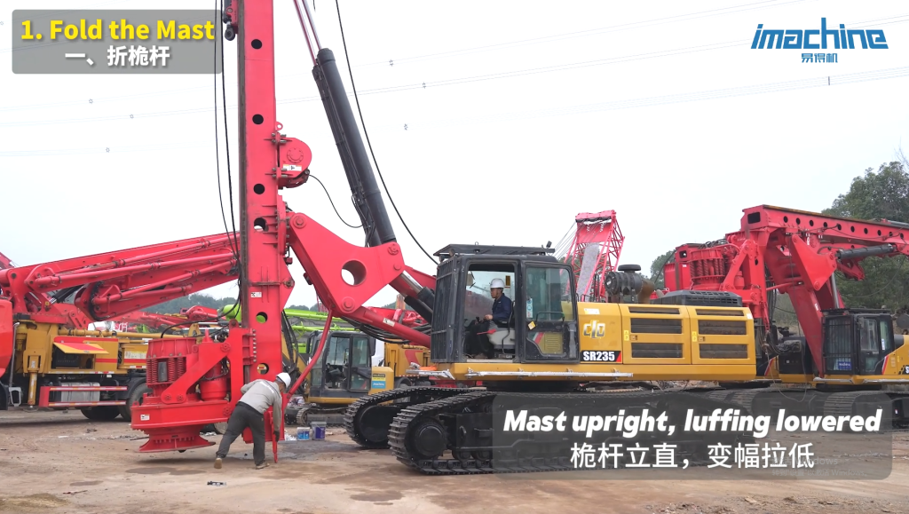 fold the mast of the drill rig