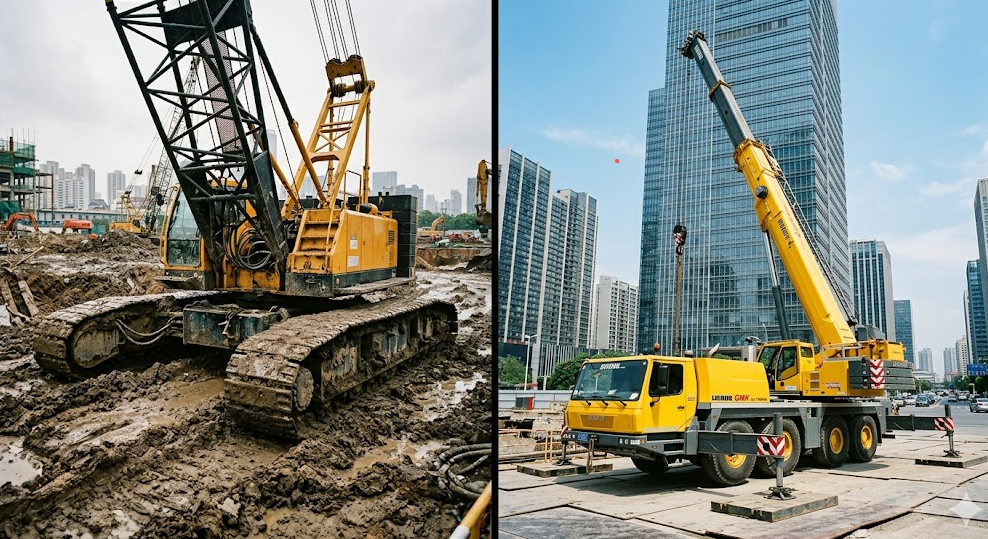 Crawler crane vs All Terrain crane comparison for construction