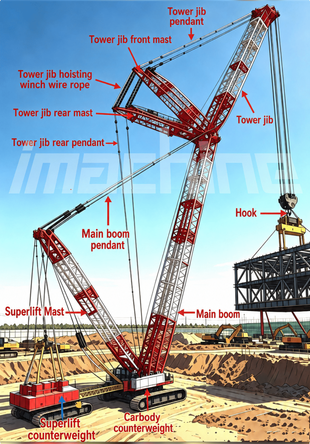 Crawler crane tower jib structure diagram