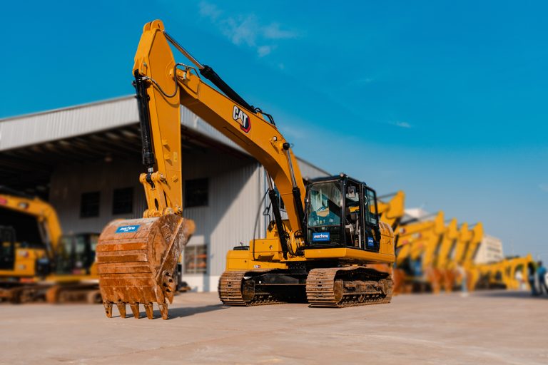 Used excavator for undercarriage inspection